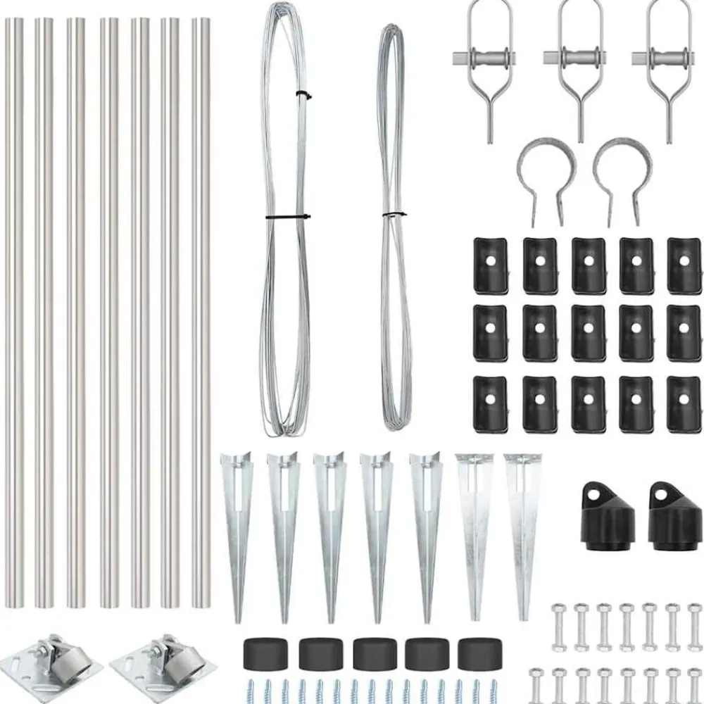 vidaXL Poste de Valla 7 pcs Plateado Acero Acero galvanizado Sale