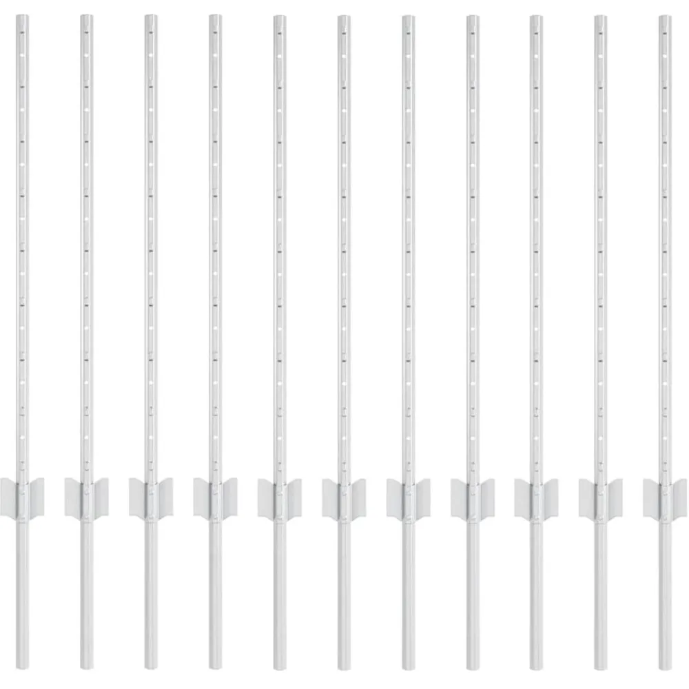 vidaXL Vallas De Jardín-Poste de Valla 11 pcs Plateado 80 cm Acero