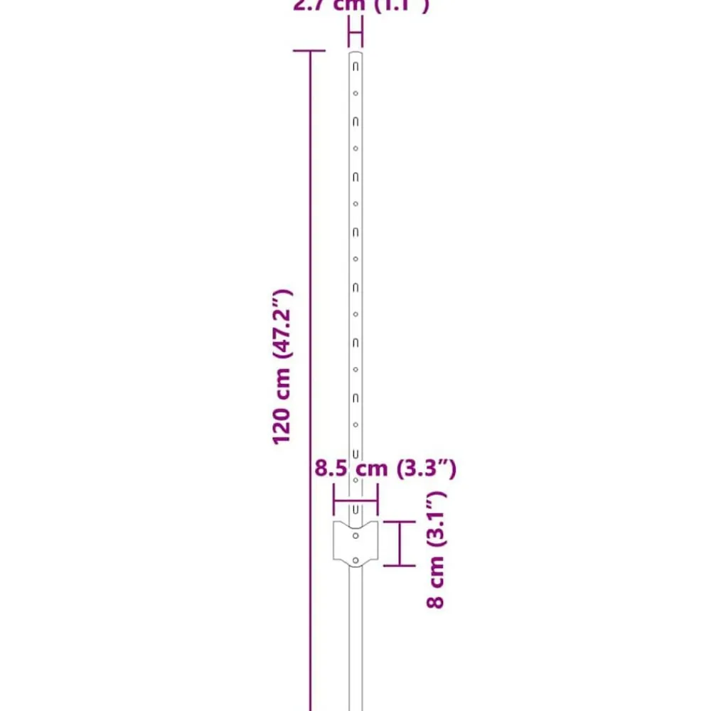 vidaXL Vallas De Jardín-Poste de Valla 11 pcs Plateado 80 cm Acero