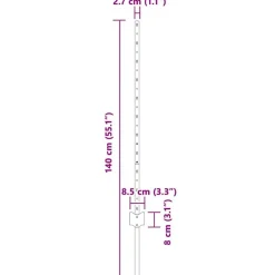 vidaXL Vallas De Jardín-Poste de Valla 44 pcs Gris 140 cm Acero