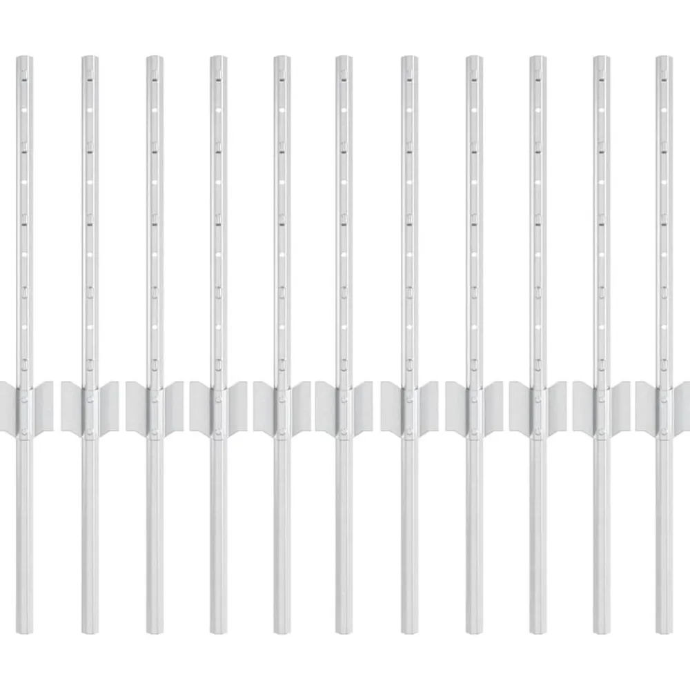 vidaXL Poste de Valla 11 pcs Plateado 40 cm Acero Acero galvanizado/plata Discount