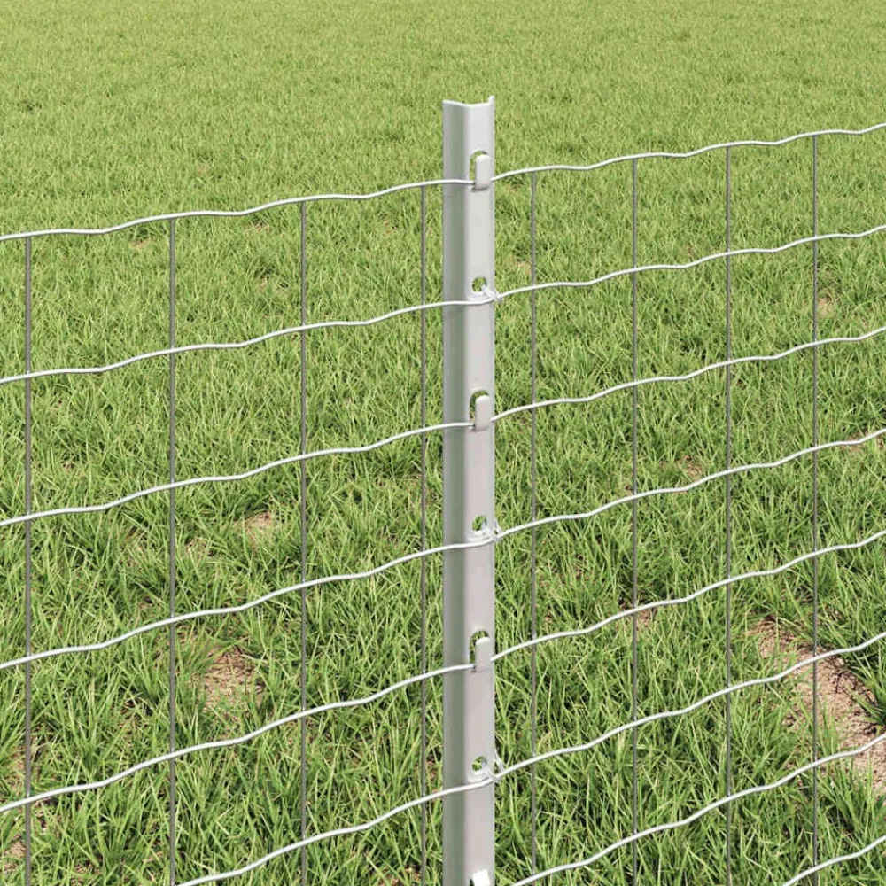 vidaXL Poste de Valla 11 pcs Plateado 40 cm Acero Acero galvanizado/plata Discount