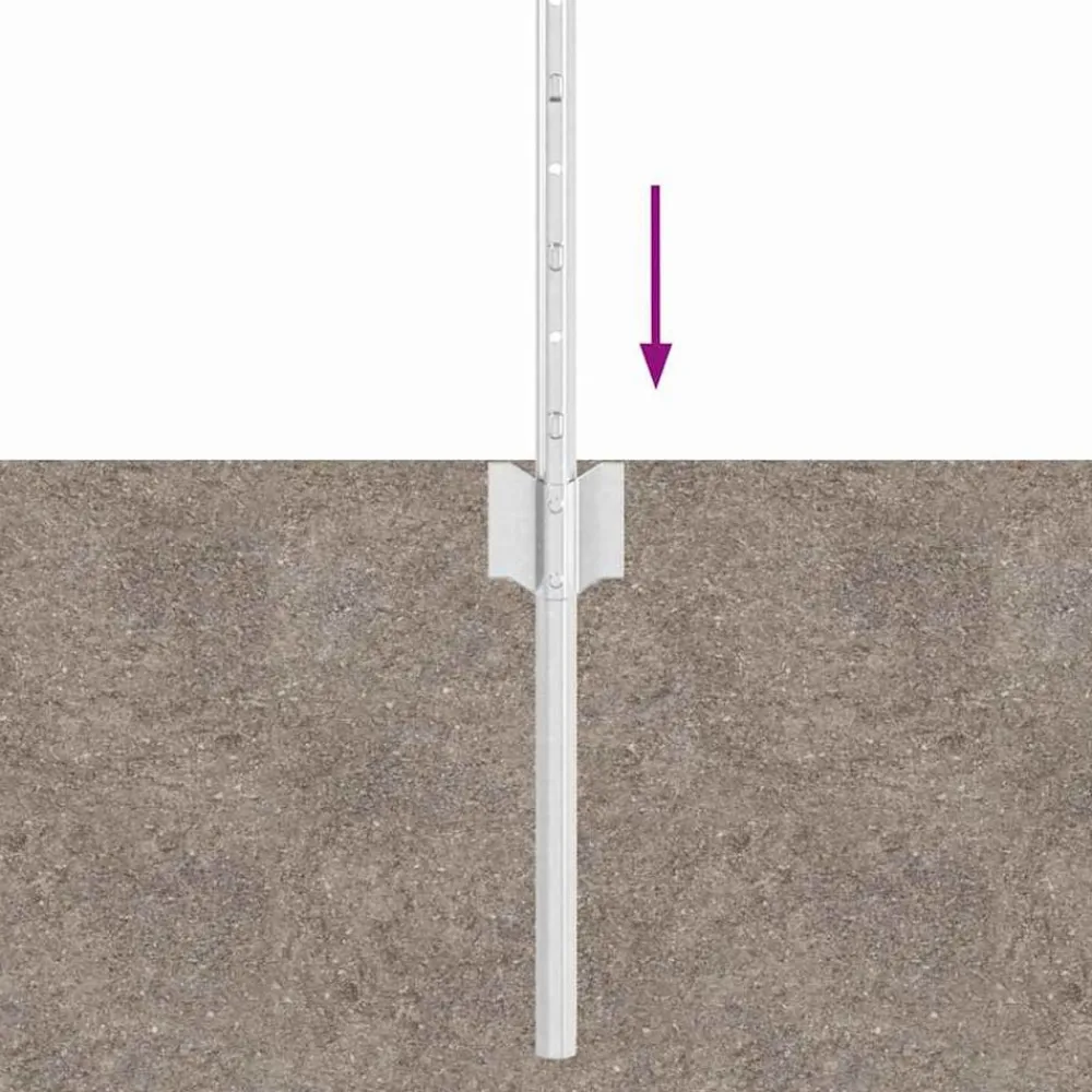 vidaXL Poste de Valla 11 pcs Plateado 40 cm Acero Acero galvanizado/plata Discount