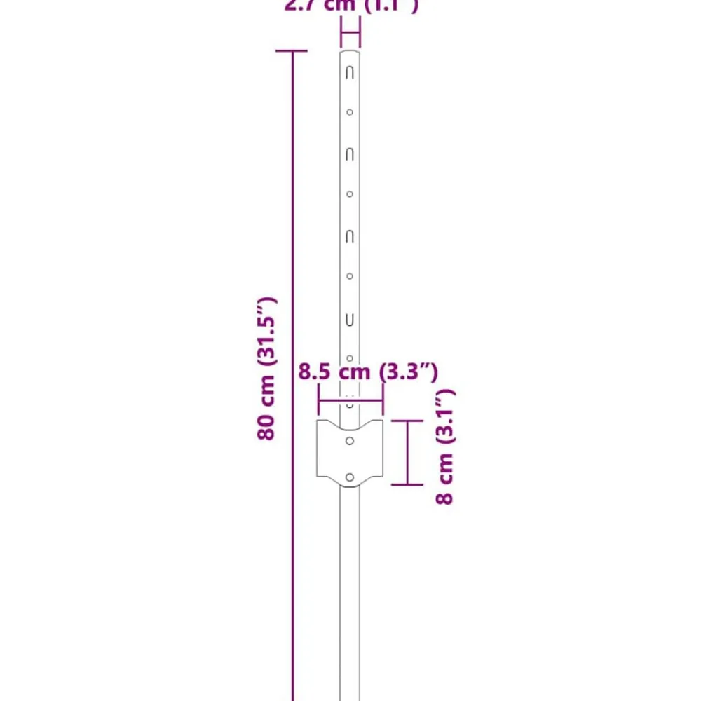 vidaXL Poste de Valla 11 pcs Plateado 40 cm Acero Acero galvanizado/plata Discount