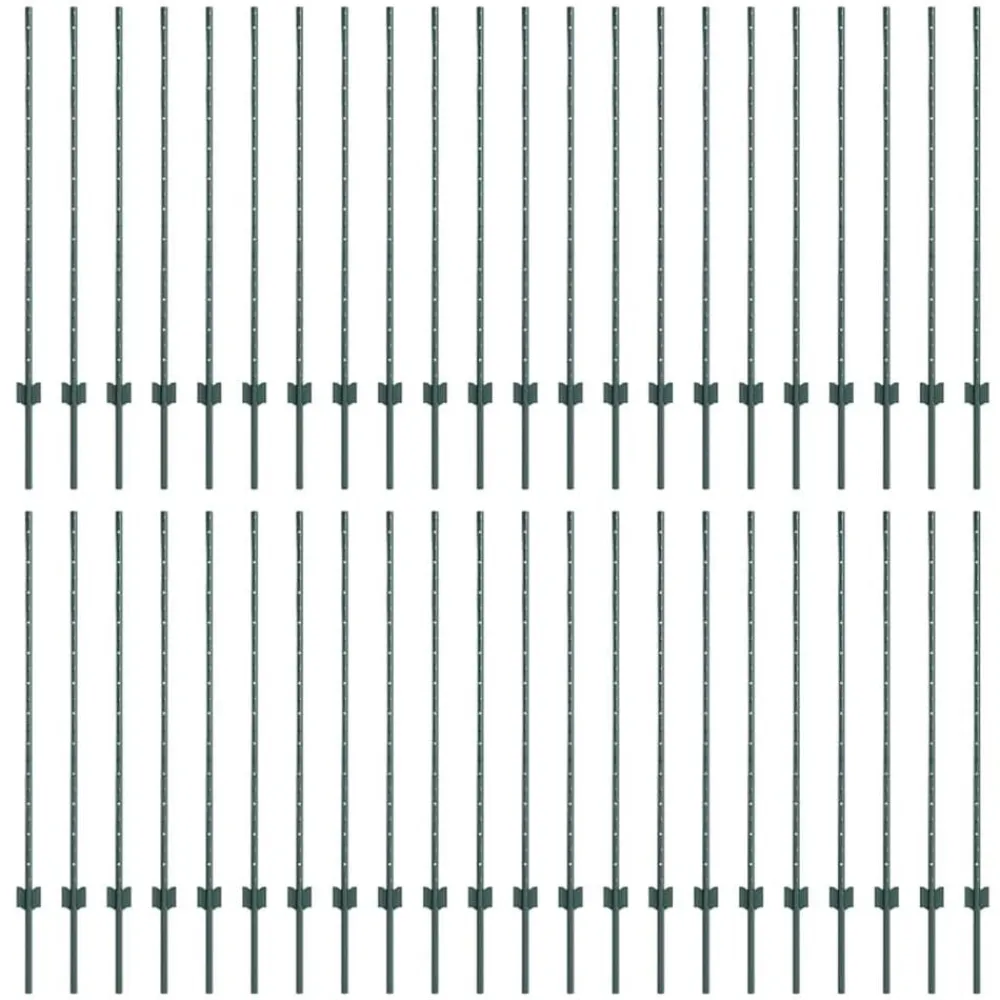 vidaXL Poste de Valla 44 pcs Verde 160 cm Acero Acero/verde Sale