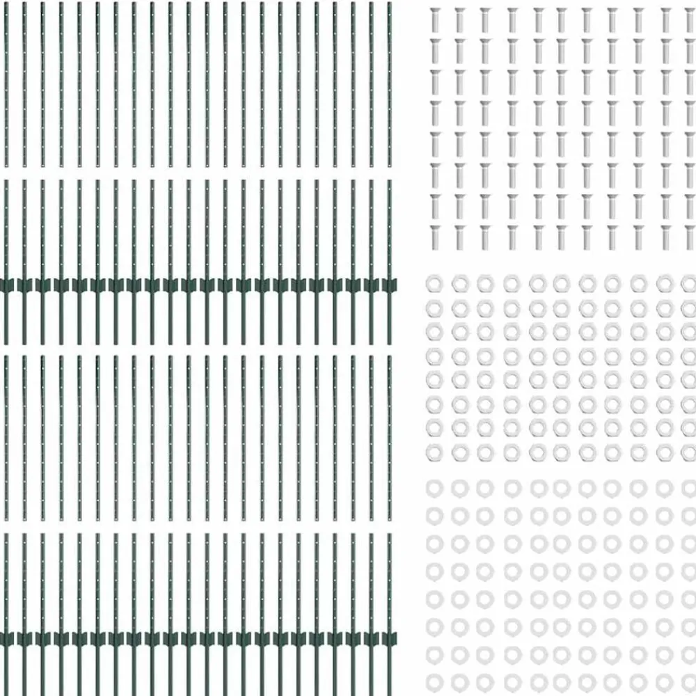 vidaXL Poste de Valla 44 pcs Verde 160 cm Acero Acero/verde Sale