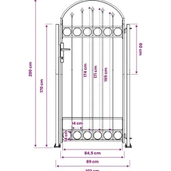 vidaXL Poste de Valla con cerradura Assen Gris 200 x 88 x 14 cm Acero New