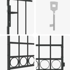 vidaXL Poste de Valla con cerradura Assen Gris 200 x 88 x 14 cm Acero Online