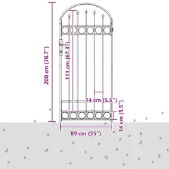 vidaXL Poste de Valla con cerradura Assen Gris 200 x 88 x 14 cm Acero Online
