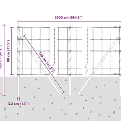 vidaXL Poste de Valla Galvanizado 25 x 0,8 m Acero Outlet