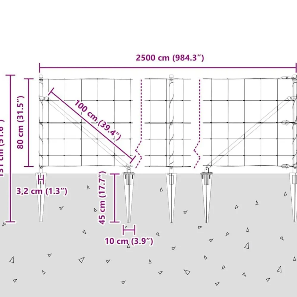 vidaXL Poste de Valla Galvanizado 25 x 0,8 m Acero