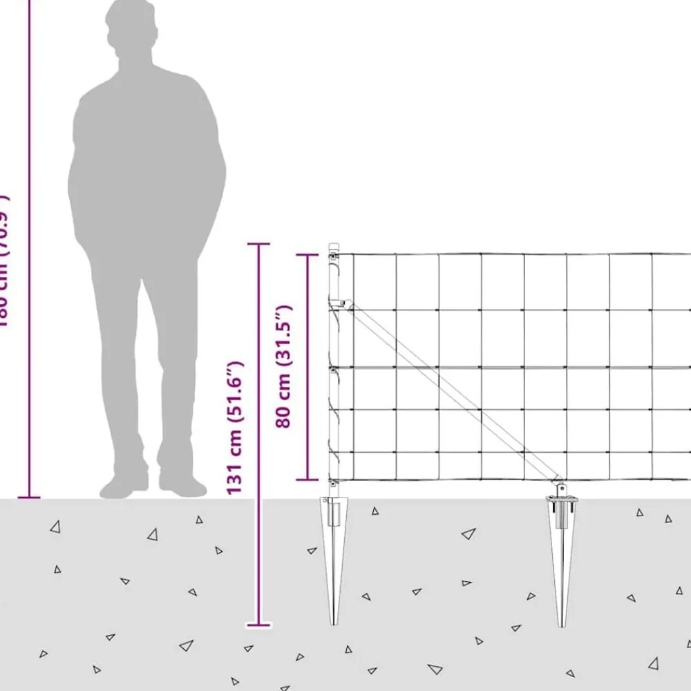 vidaXL Poste de Valla Galvanizado 25 x 0,8 m Acero
