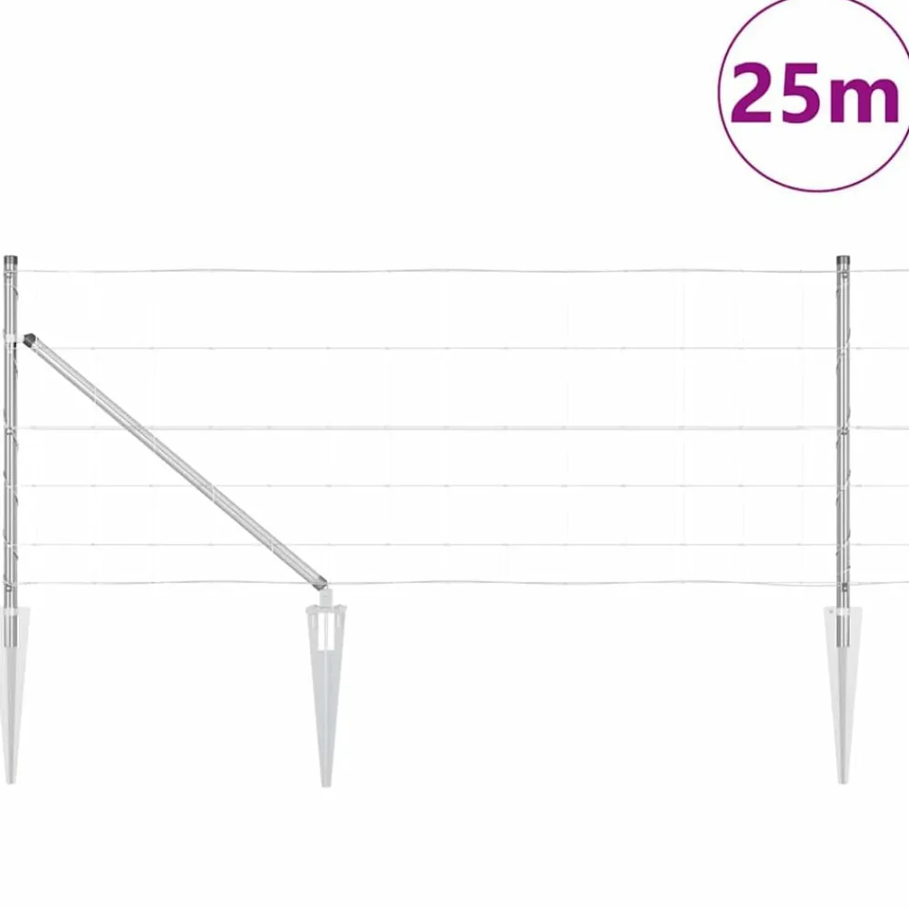 vidaXL Poste de Valla Galvanizado 25 x 0,8 m Acero