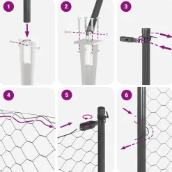 vidaXL Poste de Valla 10 x 0,4 m (malla de 13 mm) Acero y PVC Gris Sale