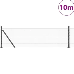 vidaXL Poste de Valla 10 x 0,4 m (malla de 13 mm) Acero y PVC Gris Outlet
