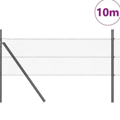 vidaXL Poste de Valla 10 x 0,4 m (malla de 13 mm) Acero y PVC Gris New