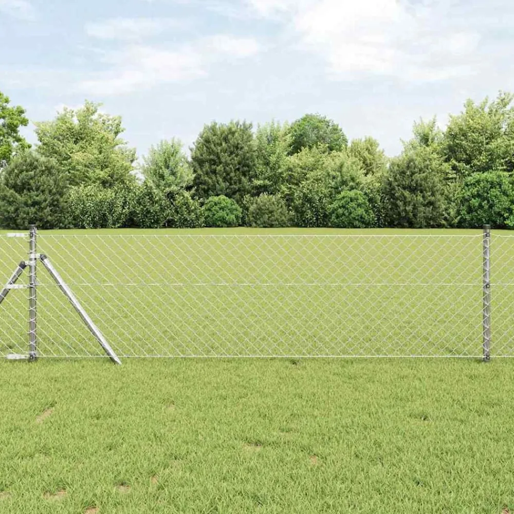 vidaXL Vallas De Jardín-Poste de Valla Plateado 10 x 0,4 m (malla de 40 x 40 mm) Acero