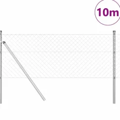 vidaXL Vallas De Jardín-Poste de Valla Plateado 10 x 0,4 m (malla de 40 x 40 mm) Acero