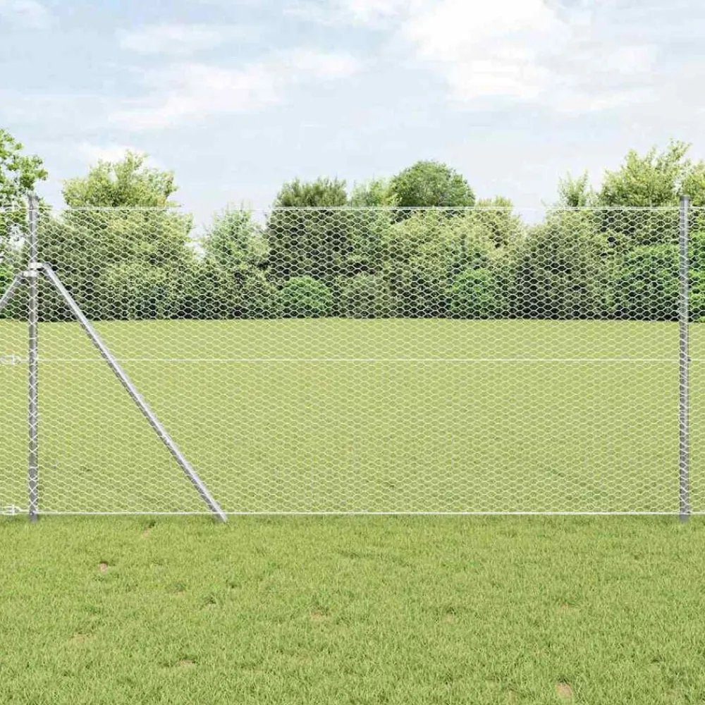 vidaXL Poste de Valla Plateado 100 x 1,2 m (malla de 25 mm) Acero Acero galvanizado Sale