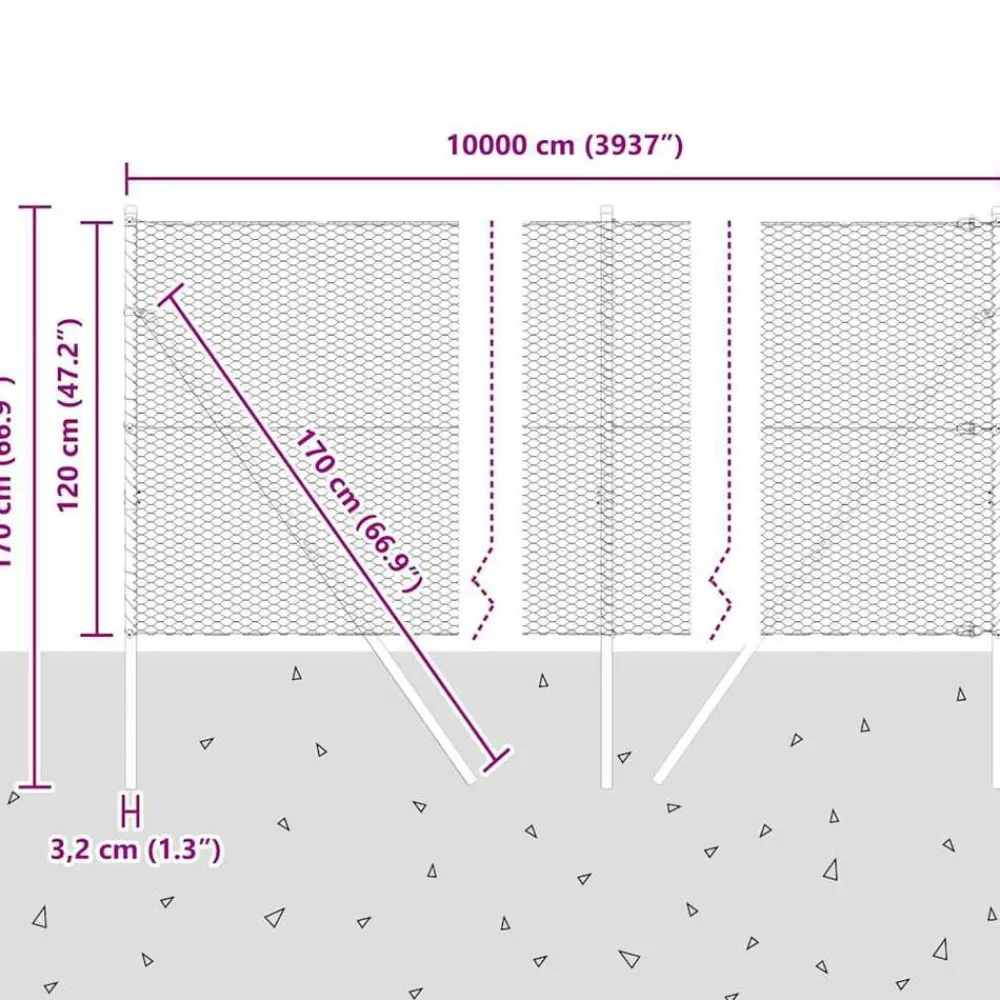 vidaXL Poste de Valla Plateado 100 x 1,2 m (malla de 25 mm) Acero Acero galvanizado Sale