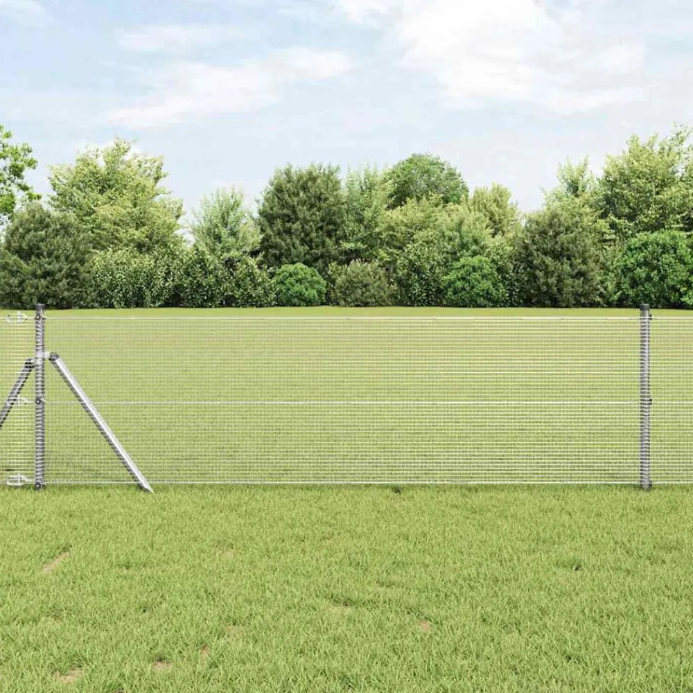 vidaXL Vallas De Jardín-Poste de Valla Plateado 10 x 0,4 m (malla de 12 x 12 mm) Acero