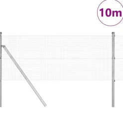 vidaXL Vallas De Jardín-Poste de Valla Plateado 10 x 0,4 m (malla de 12 x 12 mm) Acero