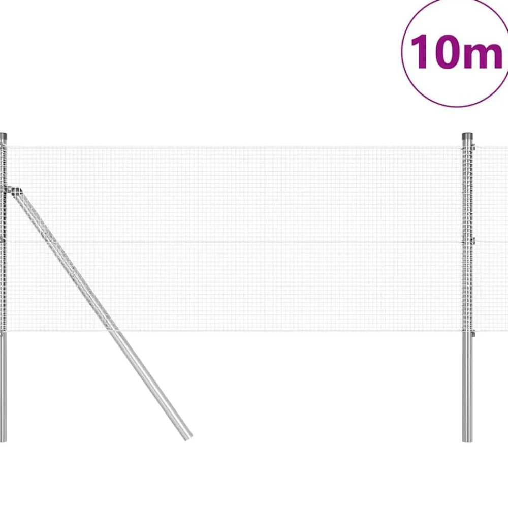 vidaXL Vallas De Jardín-Poste de Valla Plateado 10 x 0,4 m (malla de 12 x 12 mm) Acero