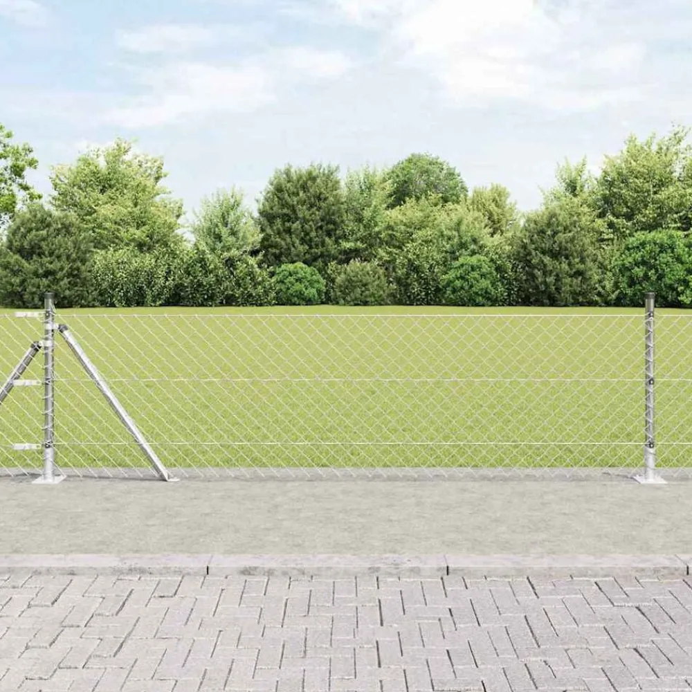 vidaXL Poste de Valla Plateado 10 x 0,4 m (malla de 40 x 40 mm) Acero Acero galvanizado Online
