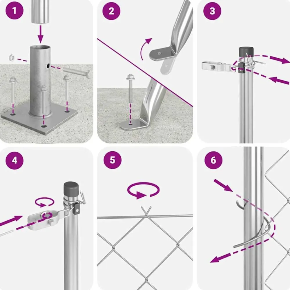 vidaXL Poste de Valla Plateado 10 x 0,4 m (malla de 40 x 40 mm) Acero Acero galvanizado Online