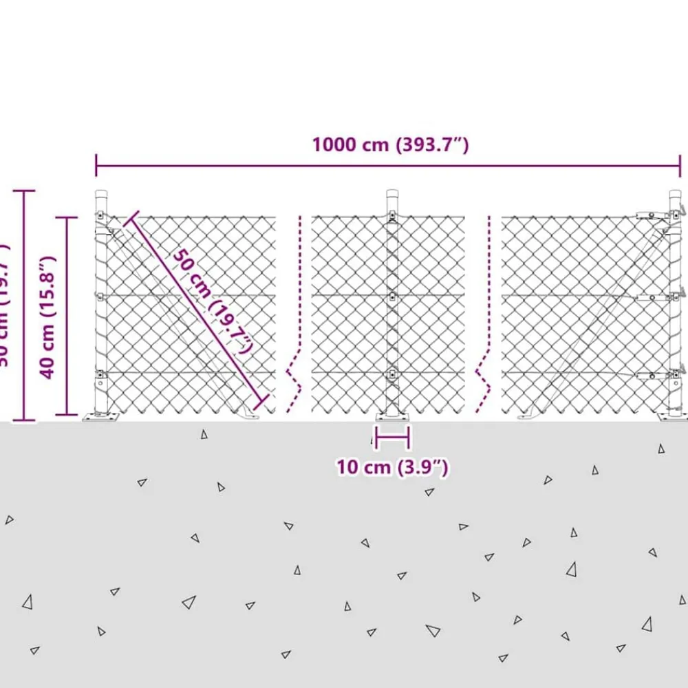 vidaXL Poste de Valla Plateado 10 x 0,4 m (malla de 40 x 40 mm) Acero Acero galvanizado Online