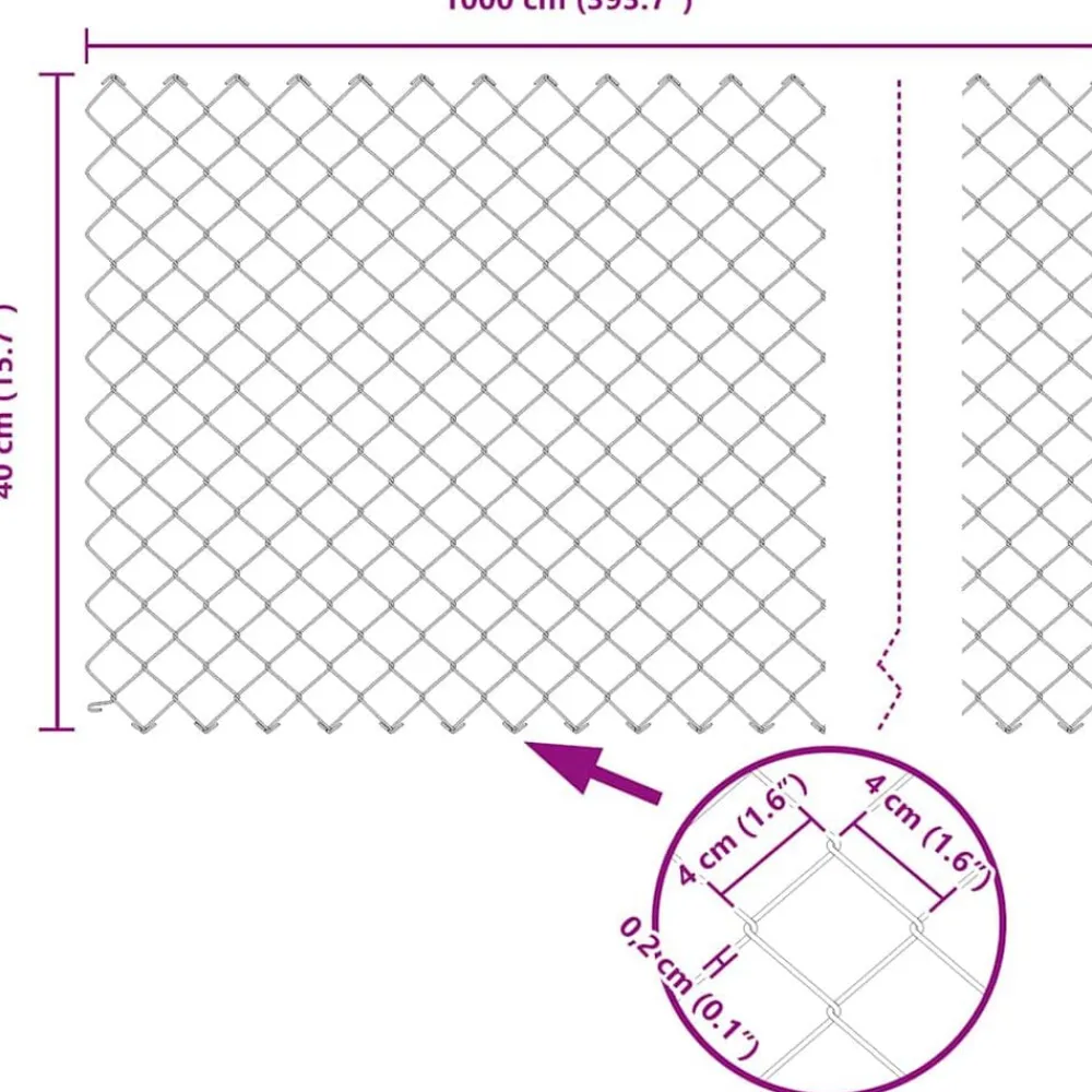 vidaXL Poste de Valla Plateado 10 x 0,4 m (malla de 40 x 40 mm) Acero Acero galvanizado Online