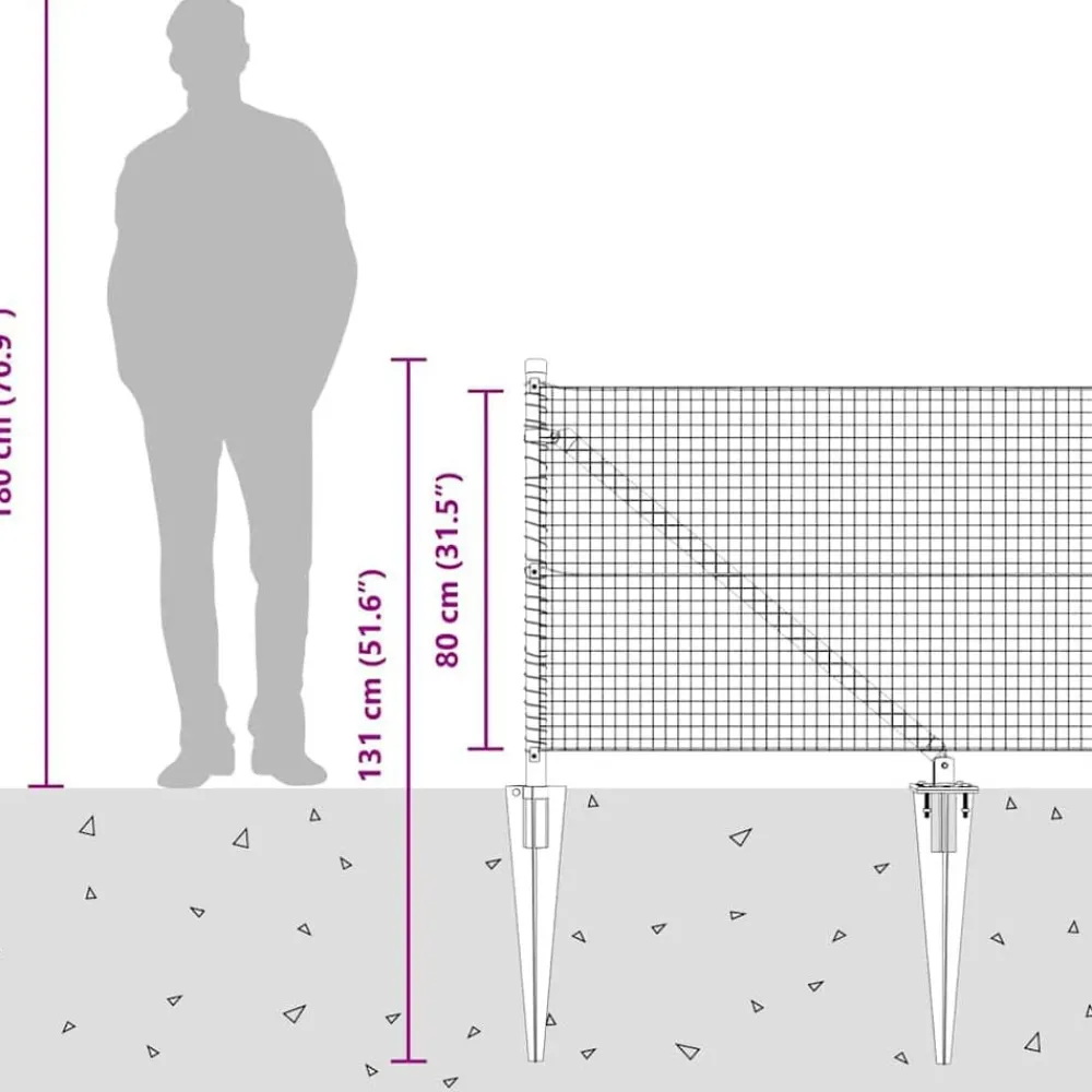 vidaXL Poste de Valla Plateado 50 x 0,8 m (malla de 19 x 19 mm) Acero Acero galvanizado Best
