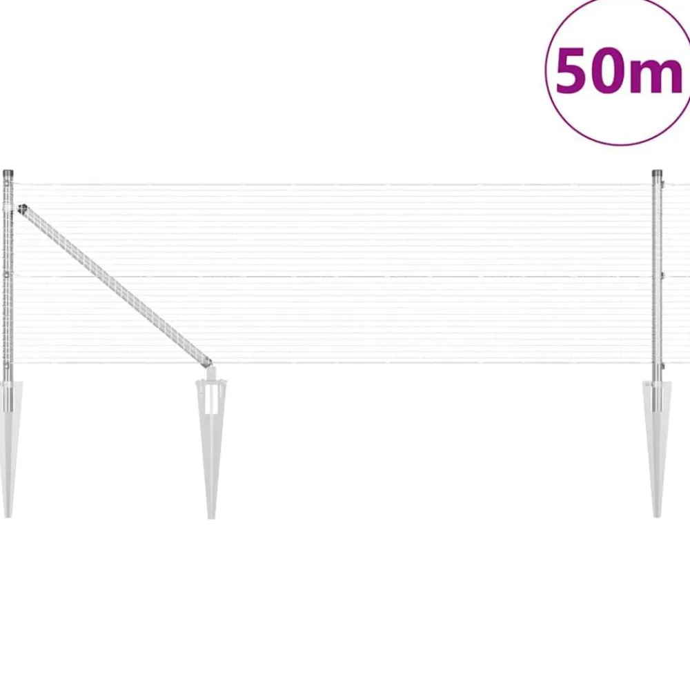vidaXL Poste de Valla Plateado 50 x 0,8 m (malla de 19 x 19 mm) Acero Acero galvanizado Best