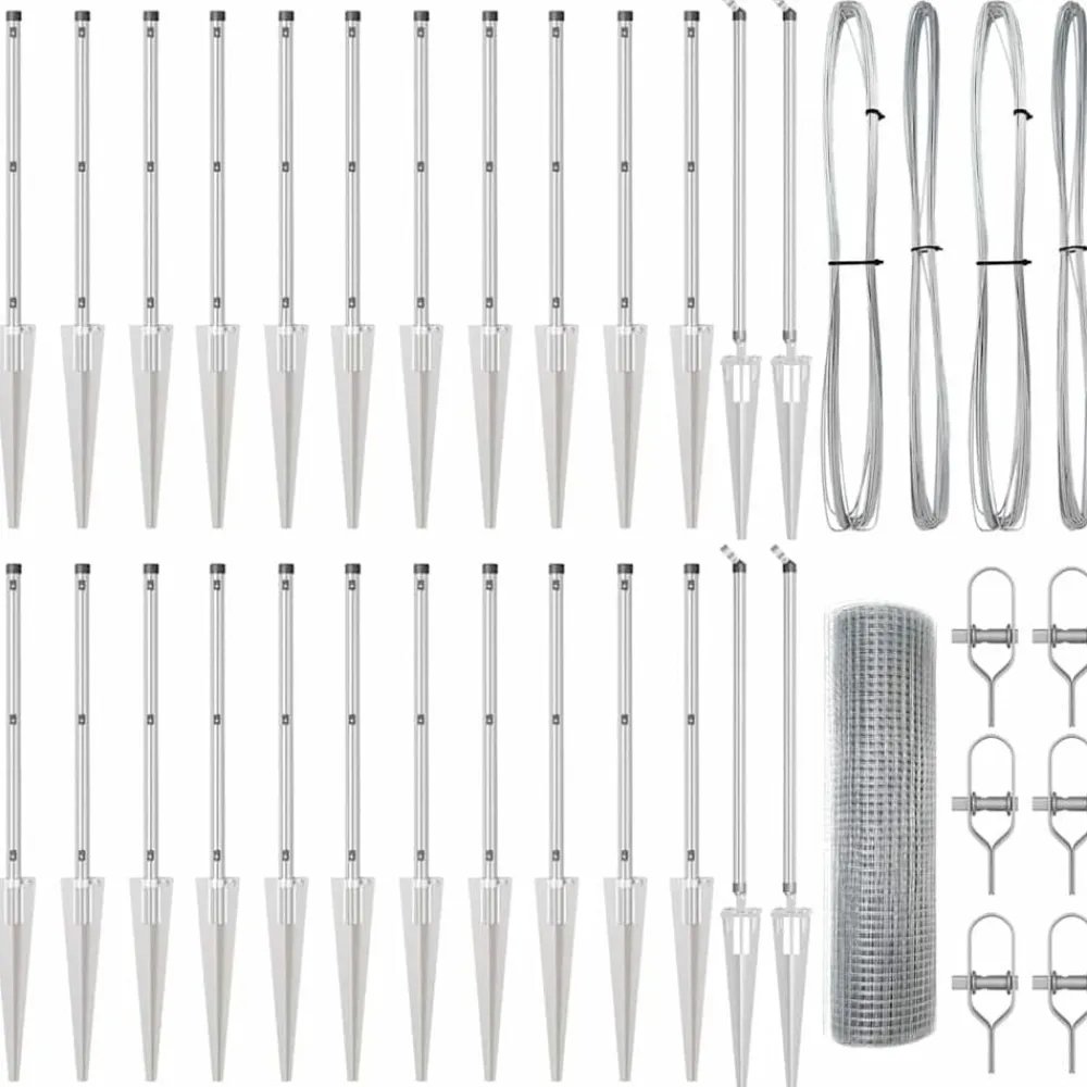 vidaXL Poste de Valla Plateado 50 x 0,8 m (malla de 19 x 19 mm) Acero Acero galvanizado Best