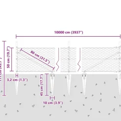 vidaXL Vallas De Jardín-Poste de Valla Plateado 100 x 0,5 m (malla de 36 mm) Acero
