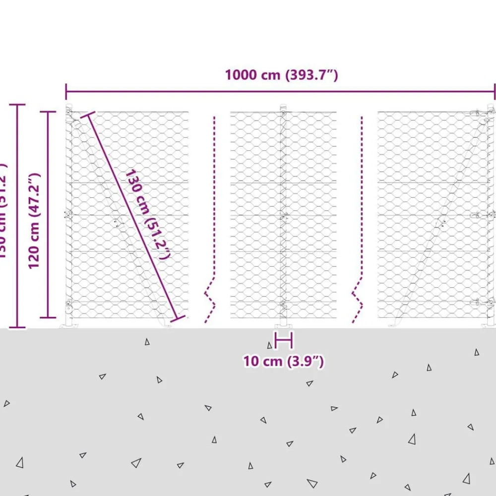 vidaXL Poste de Valla Plateado 10 x 1,2 m (malla de 50 mm) Acero Acero galvanizado Sale