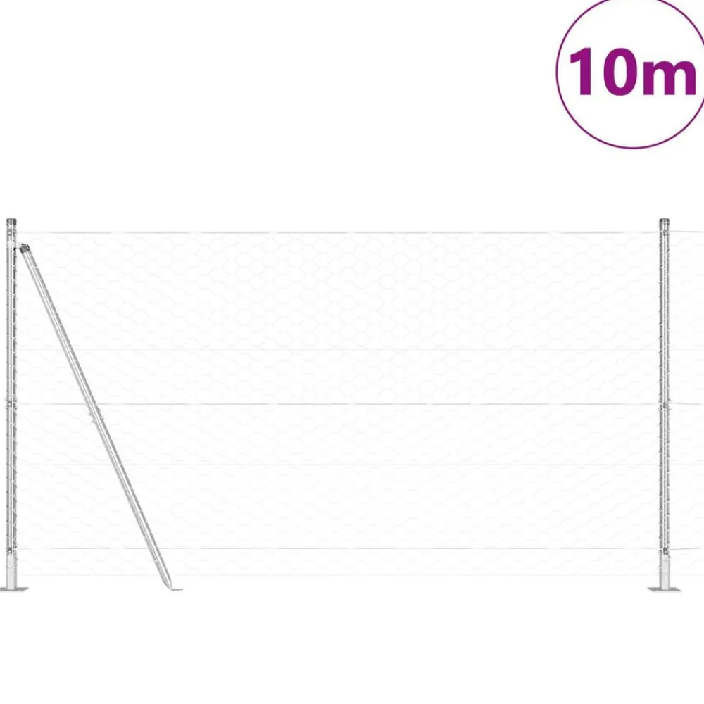 vidaXL Poste de Valla Plateado 10 x 1,2 m (malla de 50 mm) Acero Acero galvanizado Sale