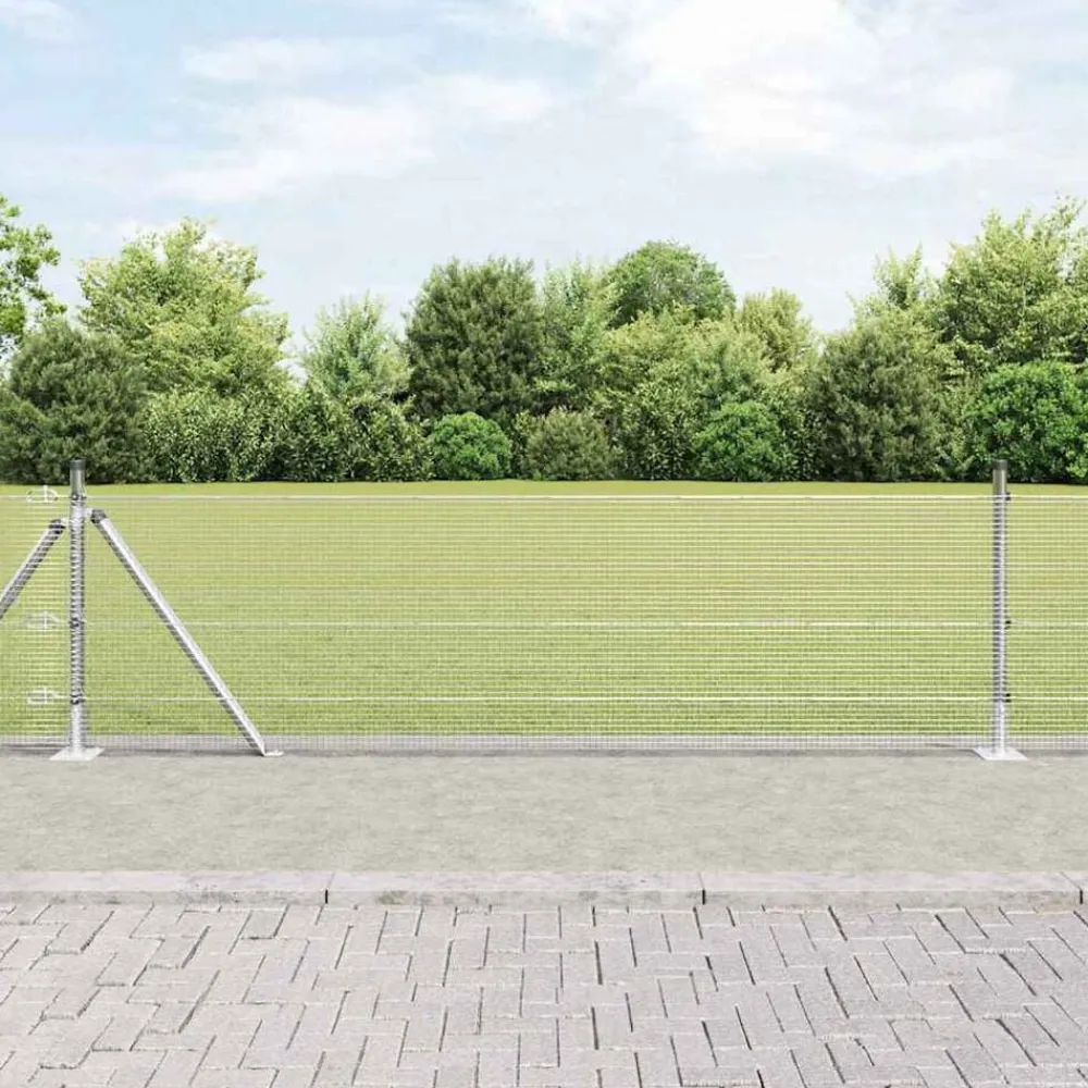 vidaXL Vallas De Jardín-Poste de Valla Plateado 10 x 0,4 m (malla de 12 x 12 mm) Acero