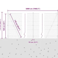 vidaXL Vallas De Jardín-Poste de Valla Plateado 50 x 1,6 m (malla de 50 mm) Acero
