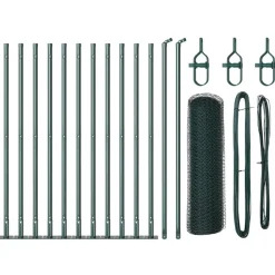 vidaXL Poste de Valla Verde 25 x 0,5 m (malla de 13 mm) Acero Verde bosque Outlet