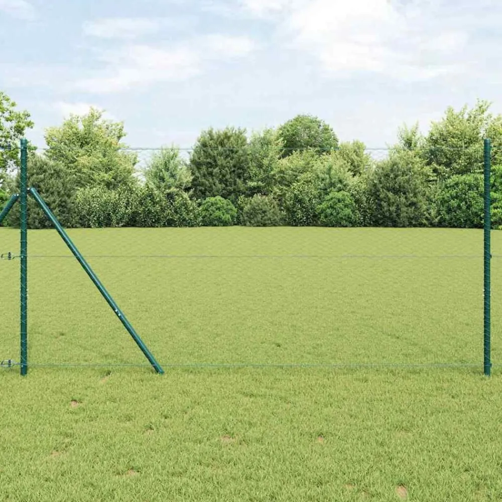 vidaXL Vallas De Jardín-Poste de Valla Verde 25 x 1 m (malla de 25 mm) Acero