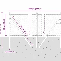 vidaXL Poste de Valla 10 x 0,4 m (malla de 40 x 40 mm) Verde Outlet