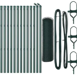vidaXL Poste de Valla Verde 25 x 0,5 m (malla de 13 mm) Acero Verde bosque