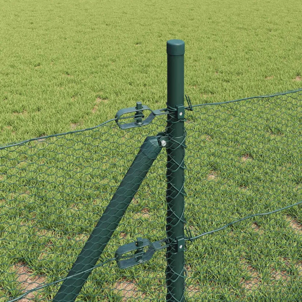 vidaXL Poste de Valla Verde 25 x 0,5 m (malla de 13 mm) Acero Verde bosque