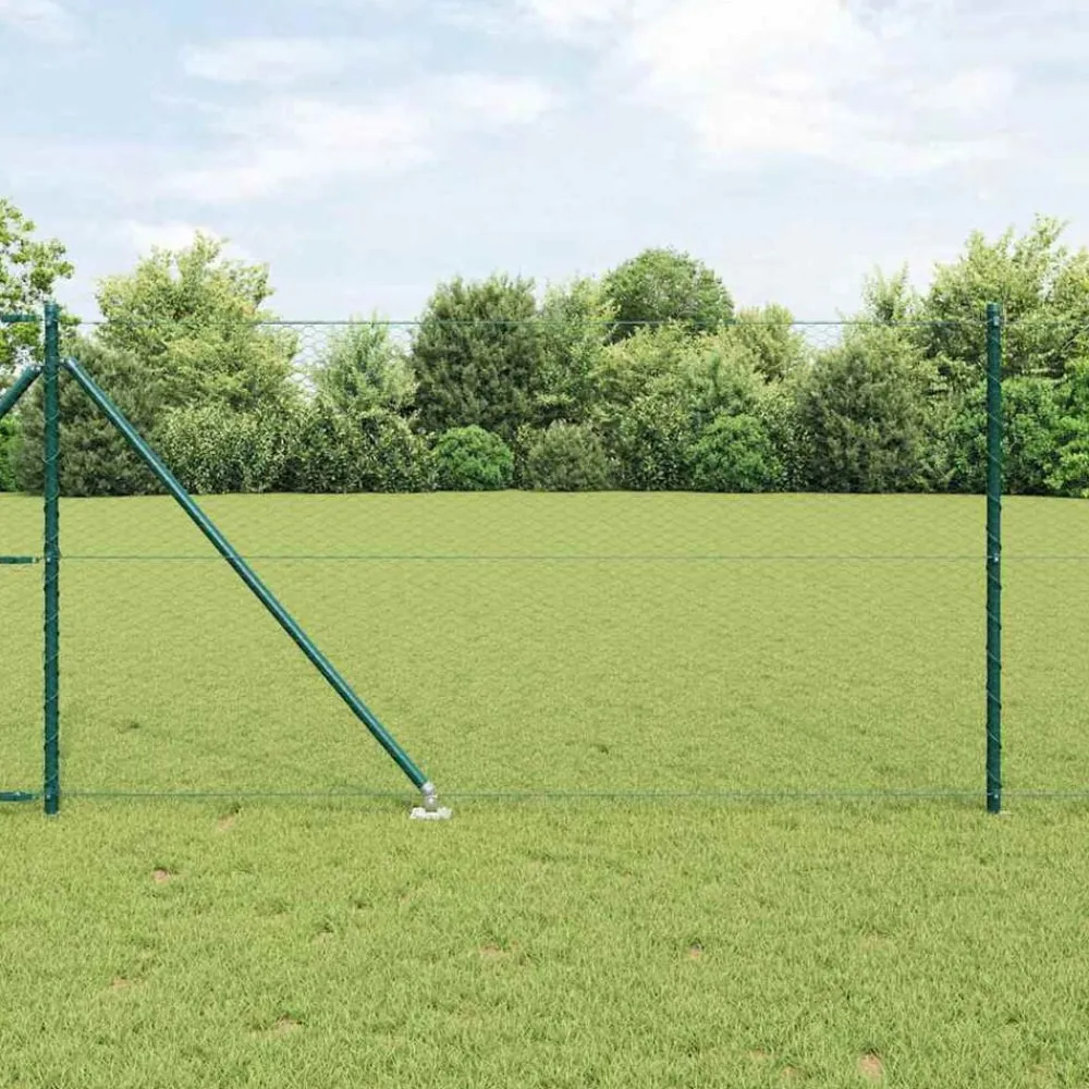 vidaXL Vallas De Jardín-Poste de Valla Verde 25 x 1 m (malla de 25 mm) Acero