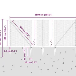 vidaXL Vallas De Jardín-Poste de Valla Verde 25 x 1 m (malla de 25 mm) Acero