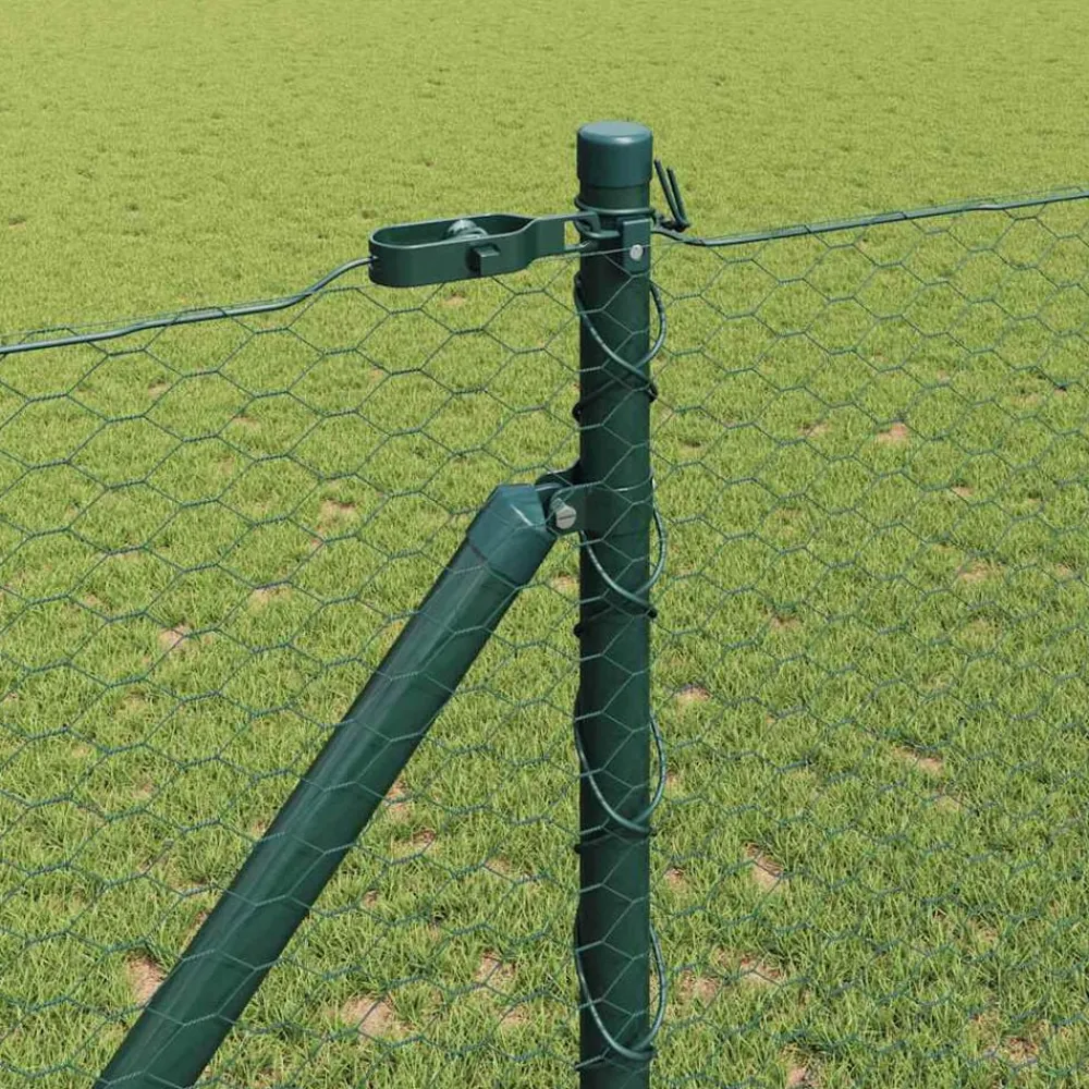 vidaXL Vallas De Jardín-Poste de Valla Verde 25 x 1 m (malla de 25 mm) Acero