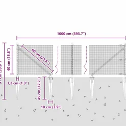 vidaXL Poste de Valla 10 x 0,4 m (malla de 12 x 12 mm) Verde Clearance