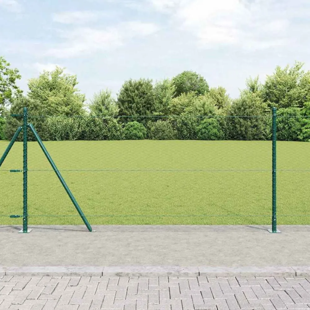vidaXL Poste de Valla Verde 25 x 1 m (malla de 25 mm) Acero Verde oscuro Sale