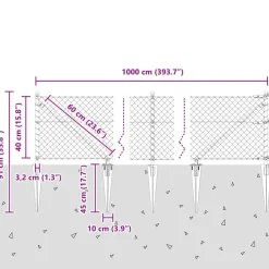 vidaXL Vallas De Jardín-Poste de Valla 10 x 0,4 m (malla de 40 x 40 mm)